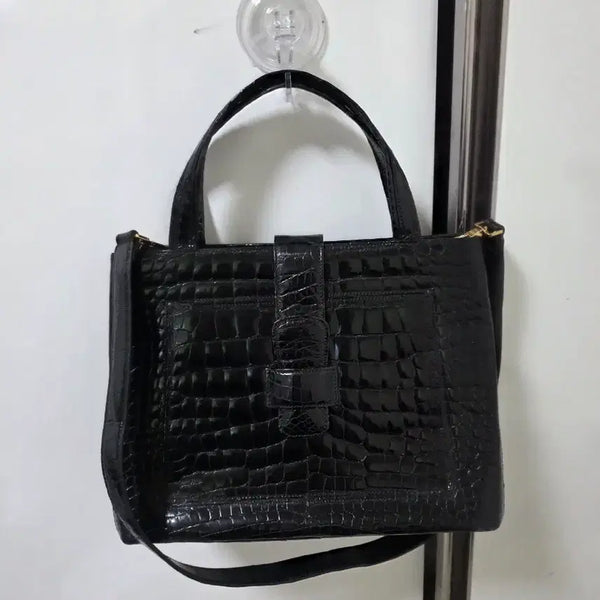[BUNJANG] 21 De Pai Real Crocodile Leather Tote Bag Black / 21드페이 최고급리얼악어 가죽 토트백 검정