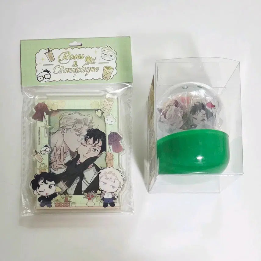 [BUNJANG] Jaimi Shop Rose & Champagne Acrylic Keychain, Stand, Toploader Magnet Bundle Set / 재이미샵 크리스마스 오너먼트 장미와 샴페인 캡슐 아크릴 키링 장샴 아크릴 스탠드 굿즈 아크릴 탑로더 마그넷 일괄
