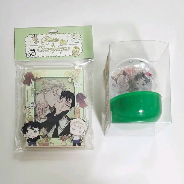 [BUNJANG] Jaimi Shop Rose & Champagne Acrylic Keychain, Stand, Toploader Magnet Bundle Set / 재이미샵 크리스마스 오너먼트 장미와 샴페인 캡슐 아크릴 키링 장샴 아크릴 스탠드 굿즈 아크릴 탑로더 마그넷 일괄