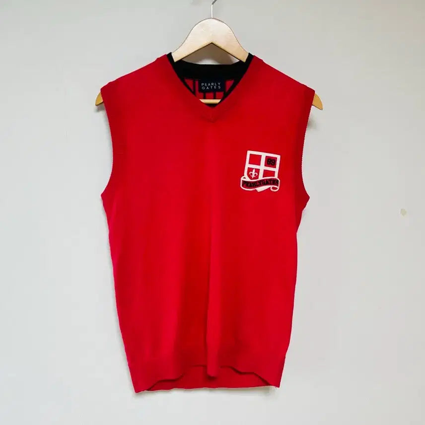 [BUNJANG] Pearly Gates Red Knit Vest (Free Size) / [정품] 파리게이츠(PEARLY GATES) 레드 니트 조끼 (프리 사이즈)