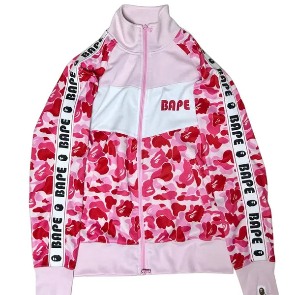 [BUNJANG] BAPE Pink Strawberry Milk Camouflage Jersey Track Top / 정품 베이프 핑크 딸기우유 카모플라쥬 져지 트랙탑