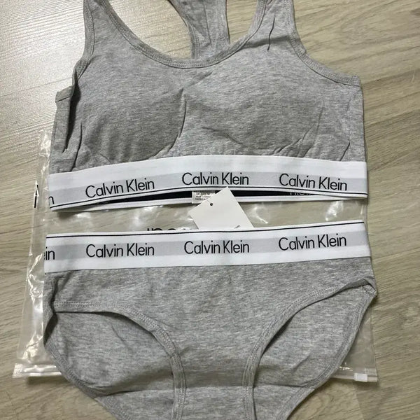 [BUNJANG] Calvin Klein Women's Bralette Panty Set - Grey / 캘빈클라인 여성 브라렛 팬티 세트 그레이