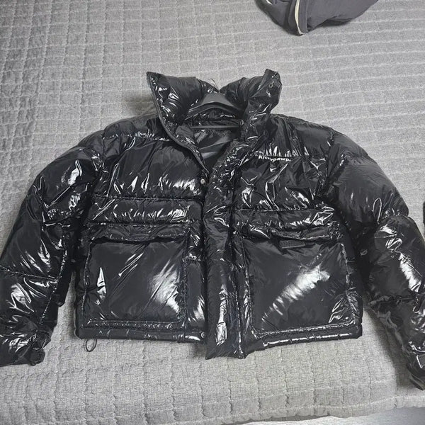 [BUNJANG] Low Classic Chaewon Black Glossy Padded Jacket / 르아위 김채원 블랙 유광 패딩