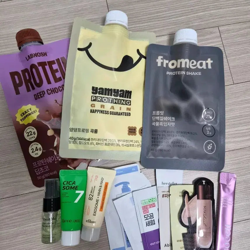 [BUNJANG] LABNOSH YamYam Protein 3 Types & AboutMe, LiveM, Epilow Travel Skincare Set / 프로틴쉐이크 3종 및 여행용 화장품 등