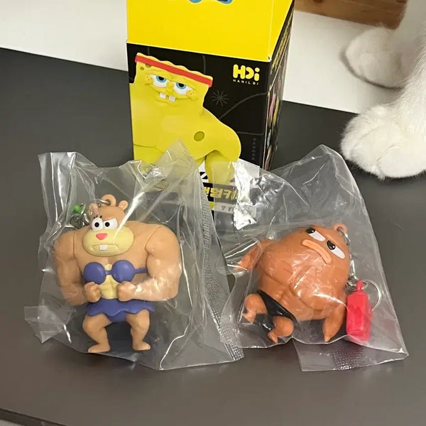 [BUNJANG] SpongeBob Muscle Bob SquarePants Keychain & Mini Figure Set / 스펀지밥 근육빵빵키링+미니피규어