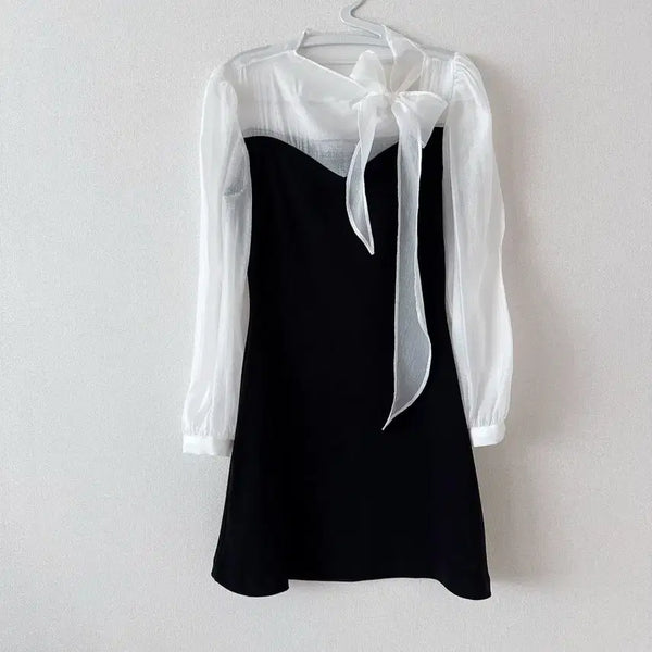 [BUNJANG] Chiffon White Mini Dress - Autumn New Arrival / 쉬폰화이트원피스(새상품)가을신상