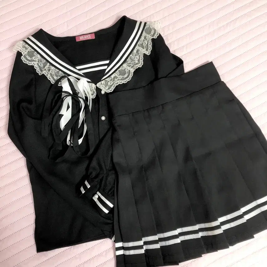 [BUNJANG] Maz Sailor Blouse Skirt Setup / 마즈 블라우스 스커트 세일러 셋업