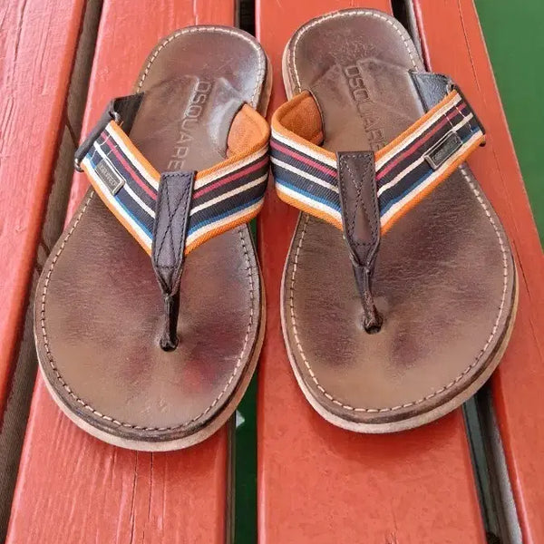 [BUNJANG] DSQUARED2 Brown Slides Sandals 250-260 / 디스퀘어드2 -쪼리.샌들 ,브라운컬러ㅡ250~260,택포