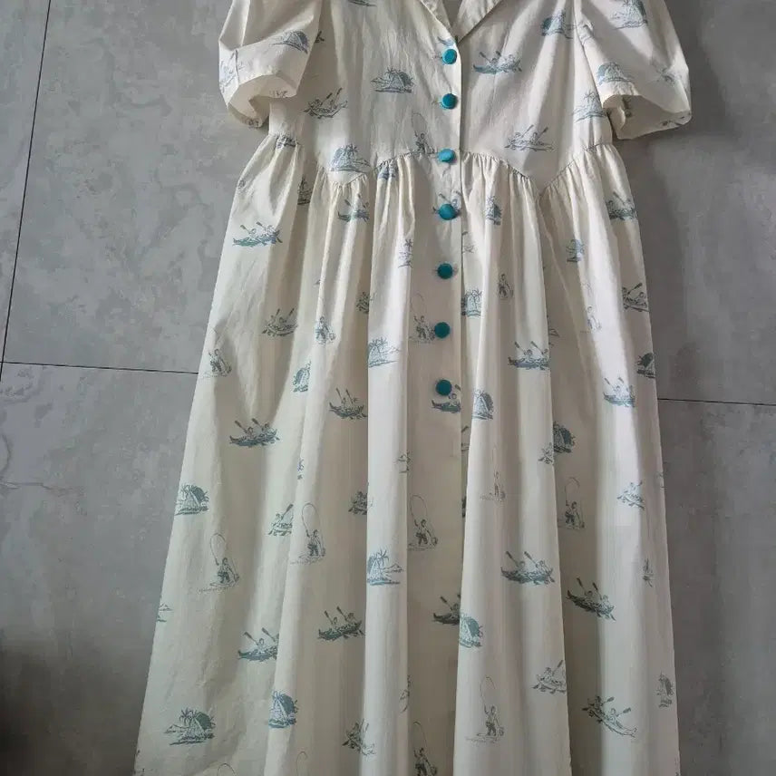 [BUNJANG] Scented Boat Button Long Dress / 신스덴 몽키보트 버튼 롱원피스