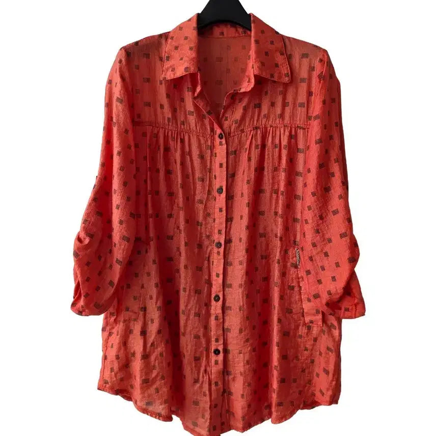 [BUNJANG] Orange Roll-Up String Shirt / F/오렌지 롤업 스트링 셔츠