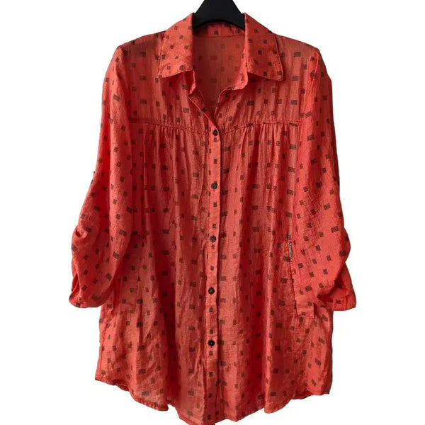 [BUNJANG] Orange Roll-Up String Shirt / F/오렌지 롤업 스트링 셔츠