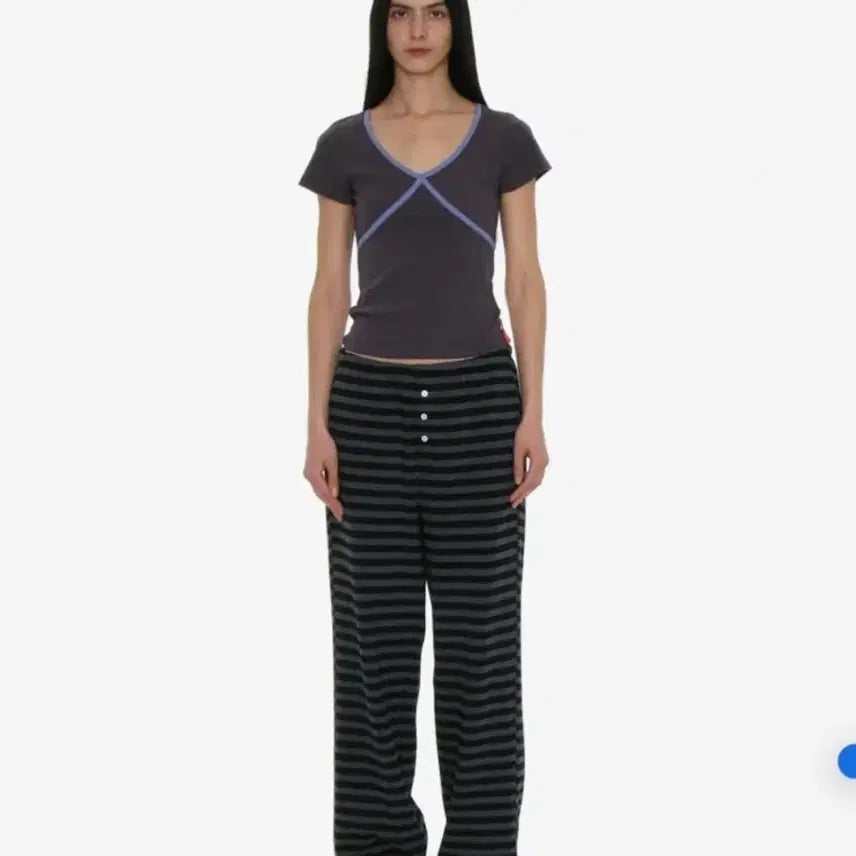[BUNJANG] PWC Stripe Jersey Wide Pants Black / PWC 스트라이프 저지 와이드 팬츠_블랙 파르티멘토 바지