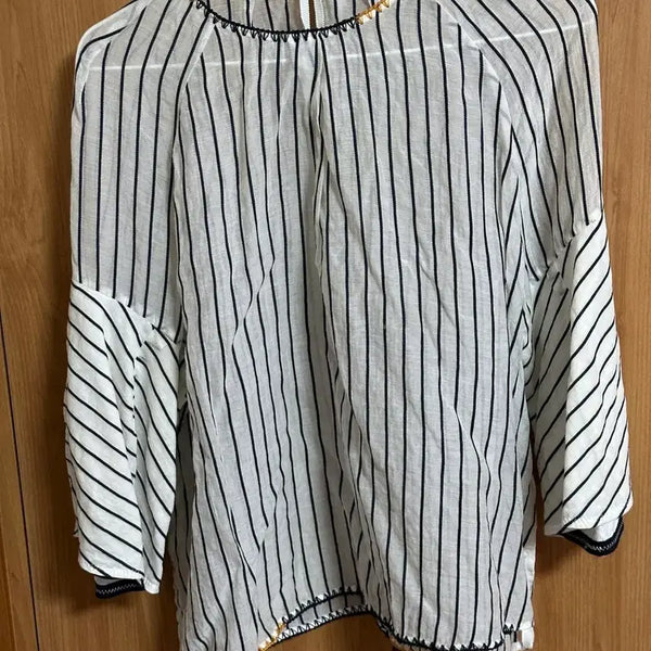 [BUNJANG] Hansome Stripe Chiffon Blouse with Camisole Set / 한섬 스트라이프 쉬폰 블라우스 + 나시 판매합니다