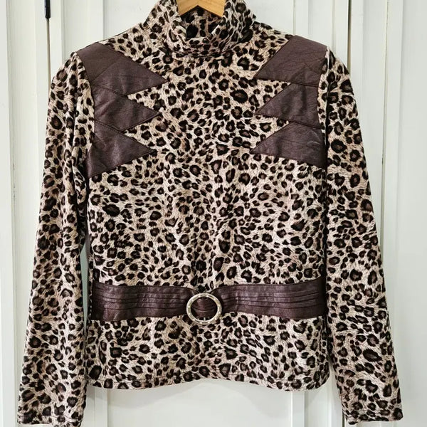 [BUNJANG] Vintage Leopard Faux Leather Belt Top / 빈티지 레오파드 페이크레더 벨트 탑