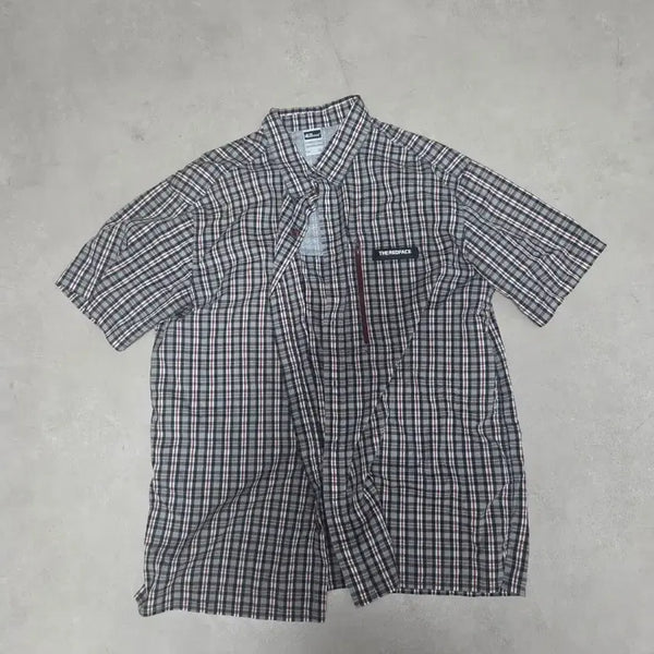[BUNJANG] The Red Face Check Short Sleeve Shirt (Size L, 95-100) / 더레드페이스 체크 반팔셔츠 라지95~100