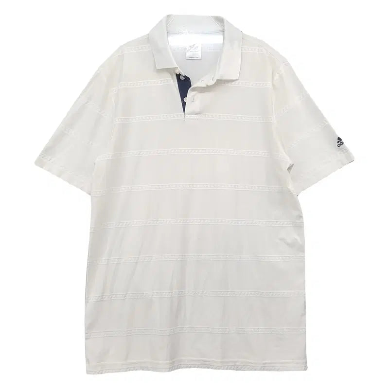 [BUNJANG] Adidas White Performance Polo T-Shirt 100 / 아디다스 기능성 화이트 카라티 100