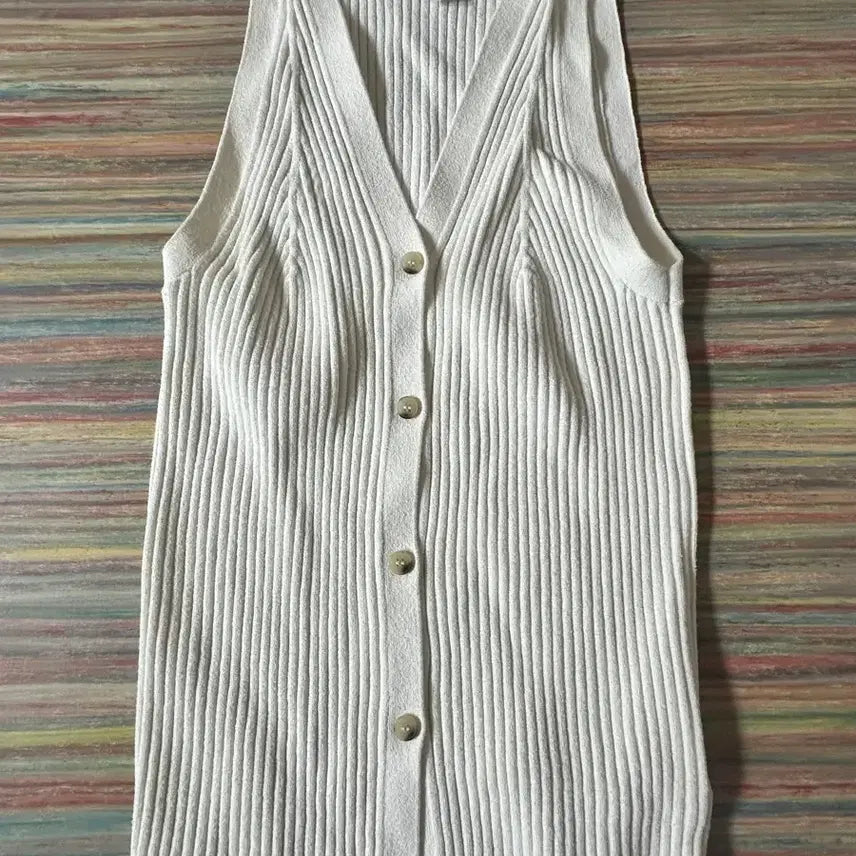 [BUNJANG] COS White Ribbed Sleeveless Top / Cos 코스 화이트 골지 민소매