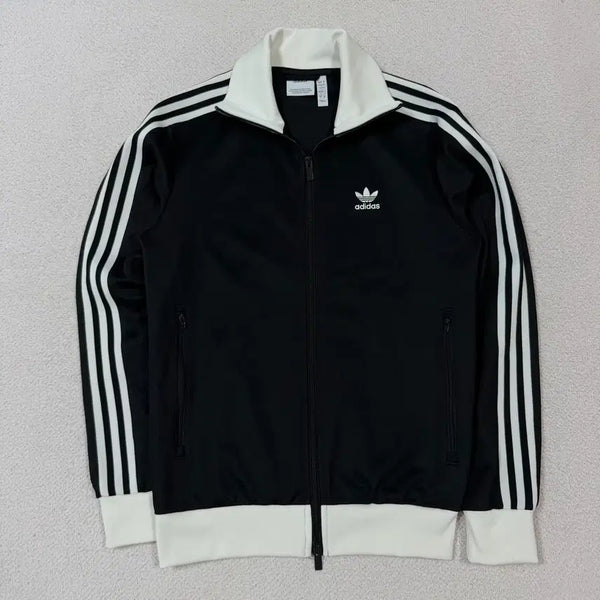 [BUNJANG] Adidas Track Top Zip-Up Jersey White Black / 아디다스 져지 집업 트랙탑 화이트 블랙