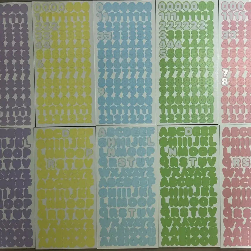 [BUNJANG] Daiso Alphabet and Number Stickers Bundle Set (22 Sheets) / 다이소 알파벳(대소문자), 숫자 스티커 일괄
