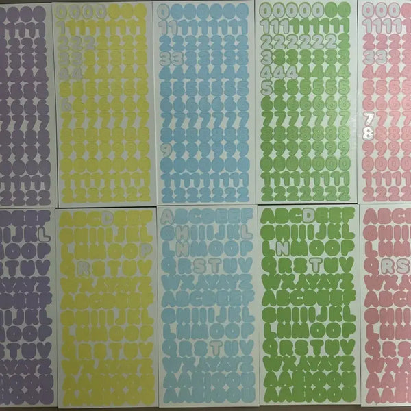 [BUNJANG] Daiso Alphabet and Number Stickers Bundle Set (22 Sheets) / 다이소 알파벳(대소문자), 숫자 스티커 일괄