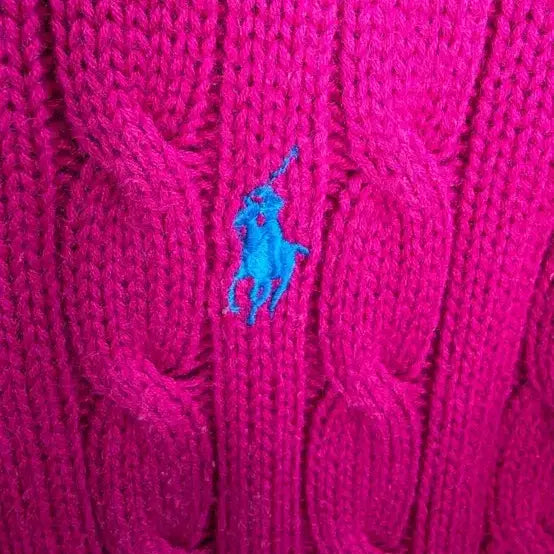 [BUNJANG] Polo Ralph Lauren Cable Knit Fuchsia Pink Sweater / 폴로 랄프로렌 케이블 니트 푸시아 핑크