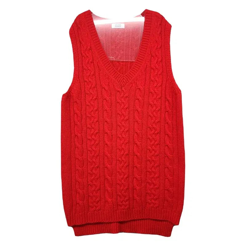 [BUNJANG] Studio Tomboy Red Knit Vest / 스튜디오 톰보이 레드 니트 조끼 F