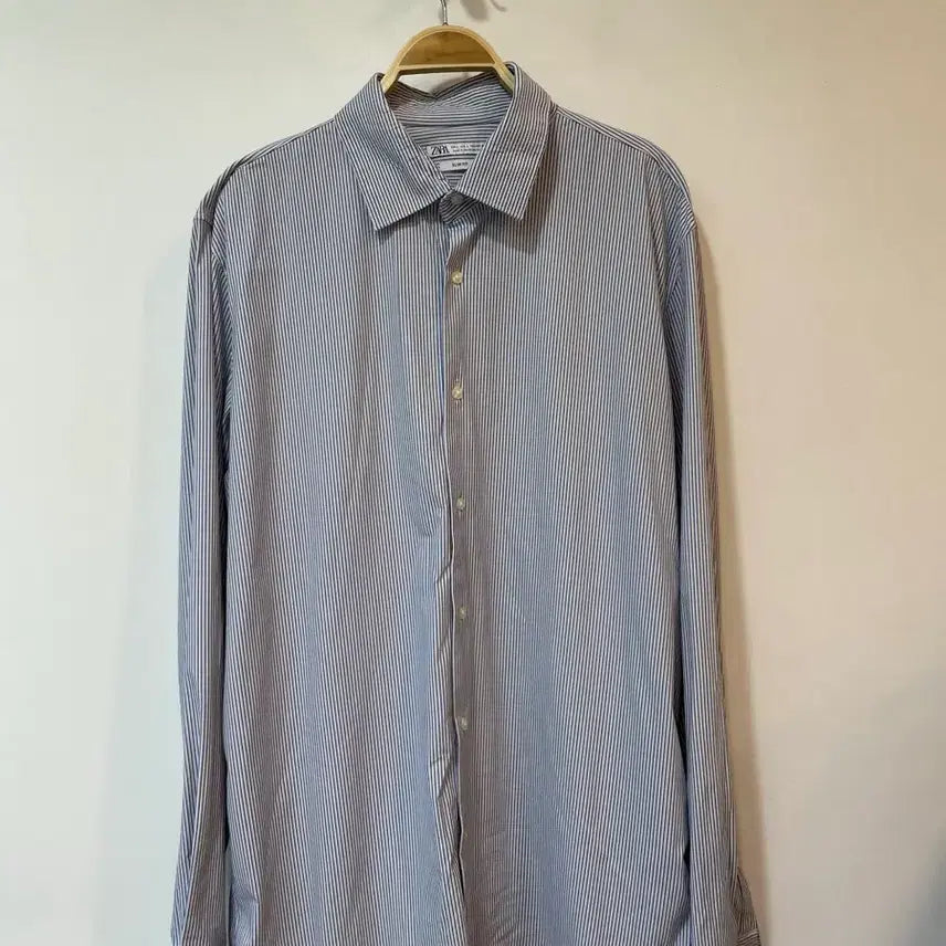[BUNJANG] Zara Classic Blue & White Stripe Dress Shirt / 자라 클래식 블루화이트 스트라이프 드레스 셔츠 L