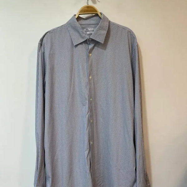 [BUNJANG] Zara Classic Blue & White Stripe Dress Shirt / 자라 클래식 블루화이트 스트라이프 드레스 셔츠 L