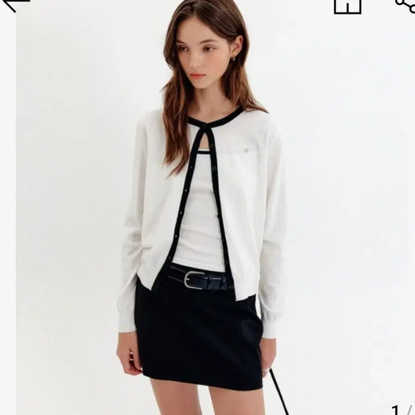 [BUNJANG] Lookast Saint Basic Line Cardigan Set Ivory S / 룩캐스트 세인트 베이직 라인 가디건 세트 아이보리 s