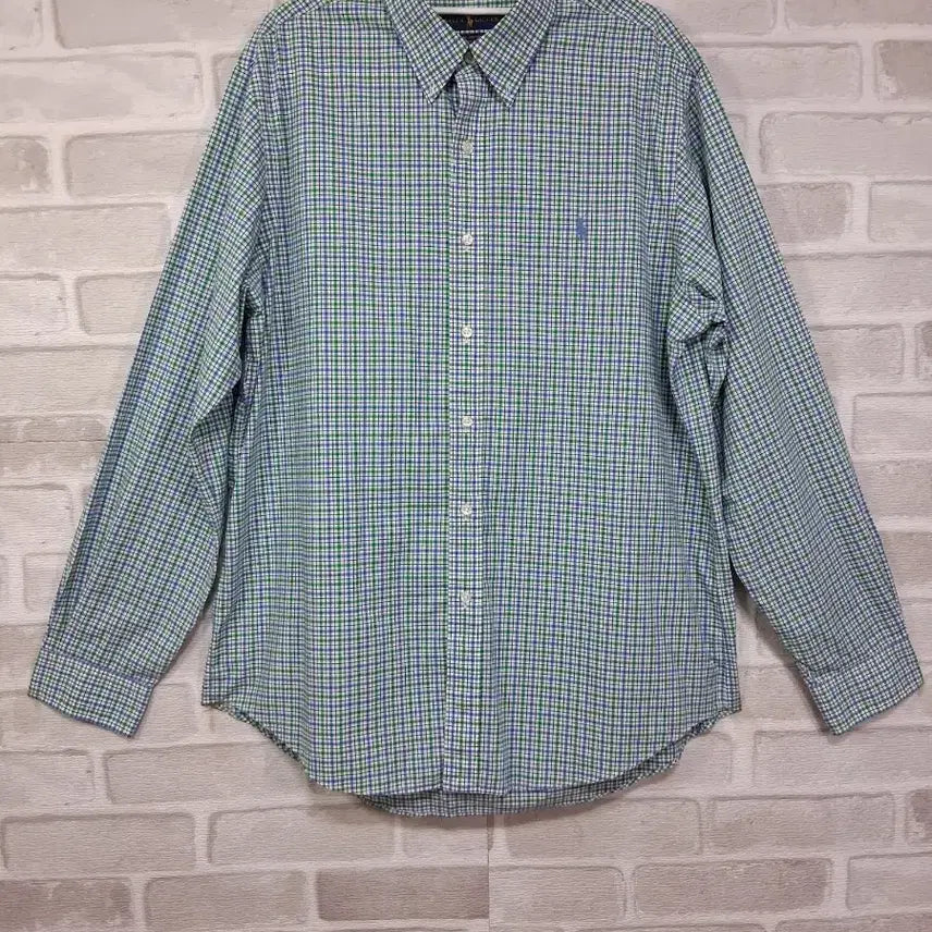 [BUNJANG] Ralph Lauren L Green/Blue Check Stretch Cotton Shirt / 랄프로렌  그린블루 체크 스트레치 면100% 셔츠(사이즈설명필)