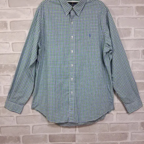 [BUNJANG] Ralph Lauren L Green/Blue Check Stretch Cotton Shirt / 랄프로렌  그린블루 체크 스트레치 면100% 셔츠(사이즈설명필)