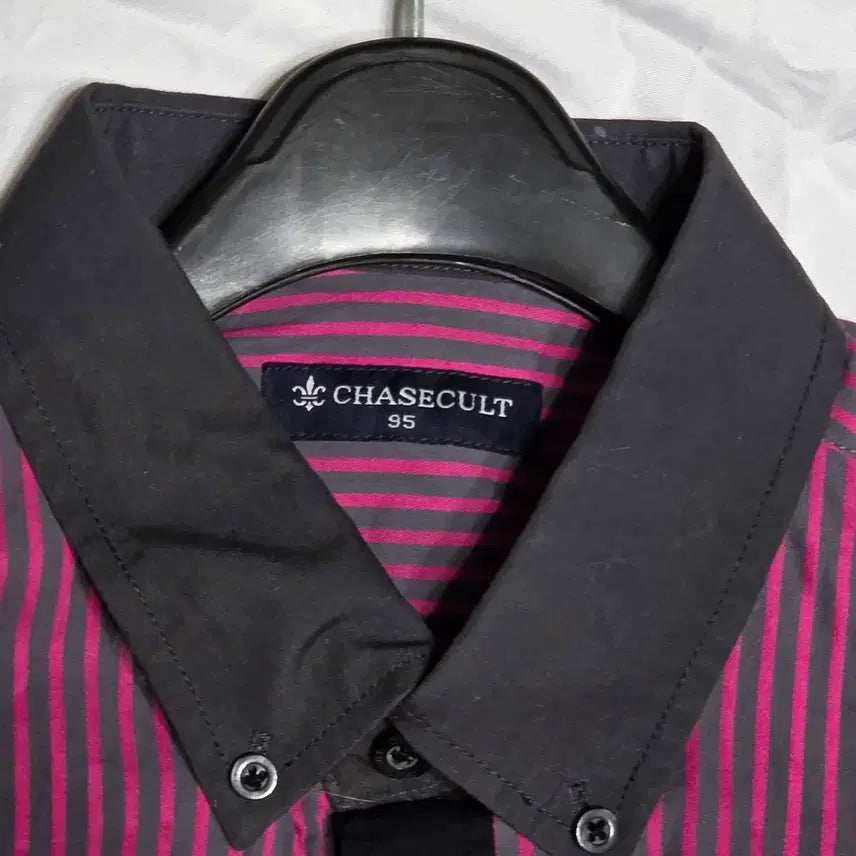 [BUNJANG] Pink/Dark Gray Stripe Long Sleeve Shirt / (새상품) 95 핑크/다크그레이 스트라이프  긴팔 셔츠