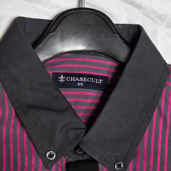 [BUNJANG] Pink/Dark Gray Stripe Long Sleeve Shirt / (새상품) 95 핑크/다크그레이 스트라이프  긴팔 셔츠