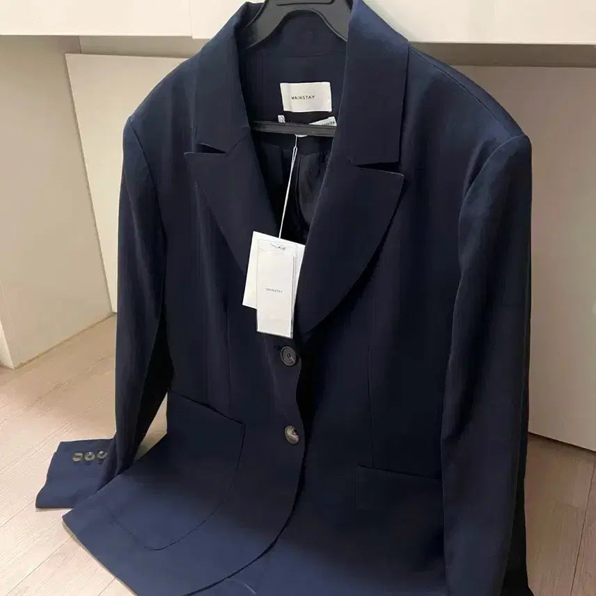 [BUNJANG] Mainstay Two-Button Single Jacket Navy Linen Blend / 새상품) 메인스테이 투버튼 싱글 자켓 네이비 봄여름 린넨 정장 오피스룩