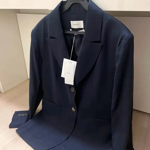 [BUNJANG] Mainstay Two-Button Single Jacket Navy Linen Blend / 새상품) 메인스테이 투버튼 싱글 자켓 네이비 봄여름 린넨 정장 오피스룩