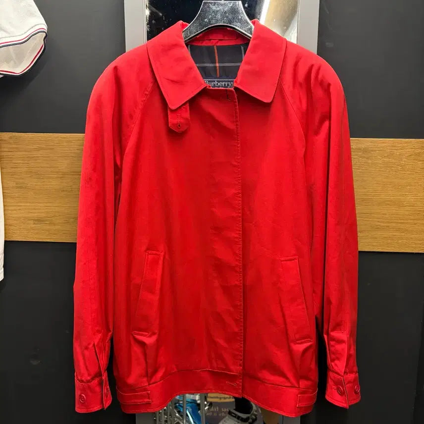 [BUNJANG] Burberry Red Harrington Blouson Jacket / 버버리 블루종 레드 헤링턴 자켓