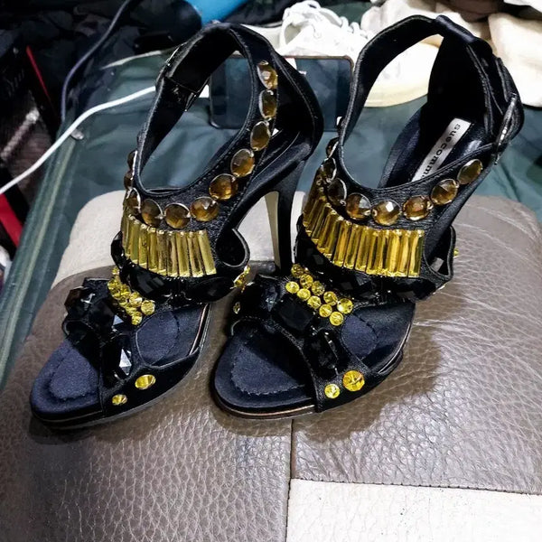 [BUNJANG] SUECOMMA BONNIE Crystal Embellished High Heel Pumps / 슈콤마보니 ( 크리스탈배색)  하이힐  구두