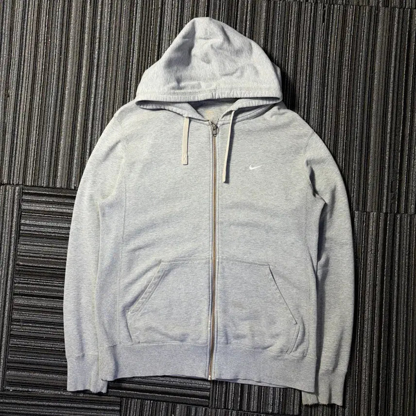 [BUNJANG] Nike Grey Swoosh Logo Hooded Zip-Up Jacket / 나이키 그레이 스우시 로고 후드 집업