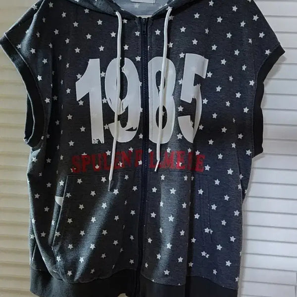 [BUNJANG] STORY 1985 Star Pattern Sleeveless Hoodie Zip-Up / (새상품)STORY 별 패턴 1985 민소매 후드집업
