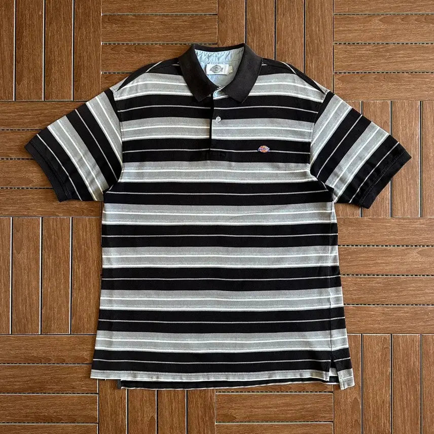 [BUNJANG] Dickies Stripe Cotton Pique Short Sleeve Polo T-Shirt L / 디키즈 스트라이프 코튼 피케 반팔티 L