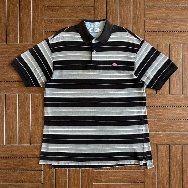 [BUNJANG] Dickies Stripe Cotton Pique Short Sleeve Polo T-Shirt L / 디키즈 스트라이프 코튼 피케 반팔티 L