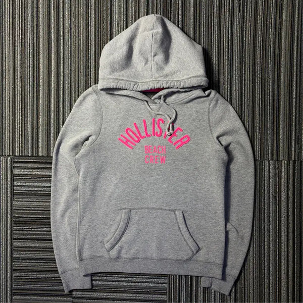 [BUNJANG] Hollister Gray Pink Beach Crew Logo Hoodie / 홀리스터 그레이 핑크 비치 크루 로고 후드티