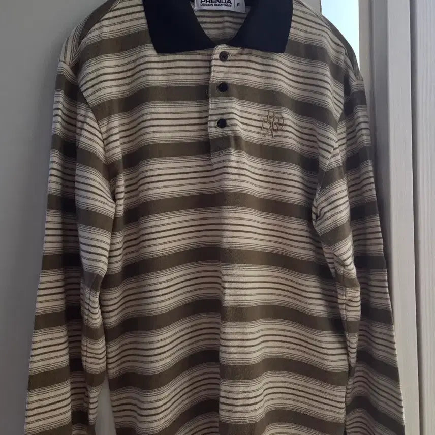 [BUNJANG] Frenda Stripe Rugby L/S Shirt Beige / 프렌다 STRIPE RUGBY L/S SHIRT BEIGE