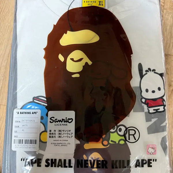 [BUNJANG] BAPE Baby Milo x Sanrio Characters T-Shirt #1 White XL / 베이프 베이비 마일로 x 산리오 캐릭터 티셔츠 #1 화이트 XL사이즈