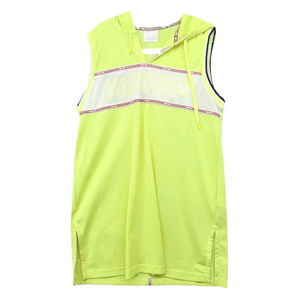 [BUNJANG] MLB Printing Sleeveless Hoodie Yellow / 엠엘비 프린팅 옐로우 민소매 후드티 90
