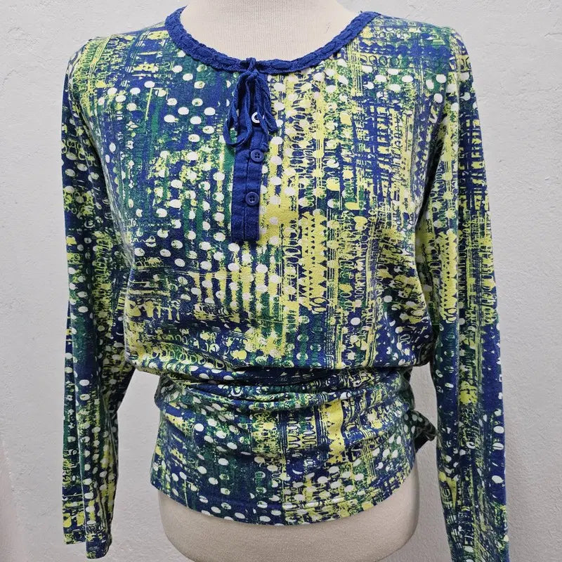 [BUNJANG] LAURA T Women's Navy Cotton Blend Long Sleeve T-Shirt Size 66 / LAURA T 긴팔 티 여 66 J6579