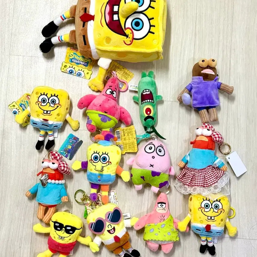 [BUNJANG] SpongeBob SquarePants Patrick Star Plankton Friends Medium Plush Keychain Set / sponge bob스폰펀지밥 뚱이 플랑크톤친구들 중형인형뽑기열쇠가방고리키링 세트