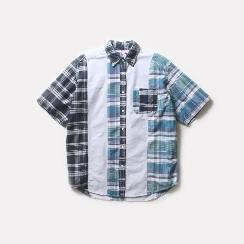 [BUNJANG] The North Face Purple Label Patchwork Half Shirt (M) / 노스페이스 퍼플라벨 패치워크셔츠_2779