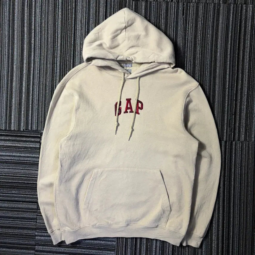[BUNJANG] Gap Ivory Burgundy Mini Logo Hoodie / 갭 아이보리 버건디 미니 로고 후드티