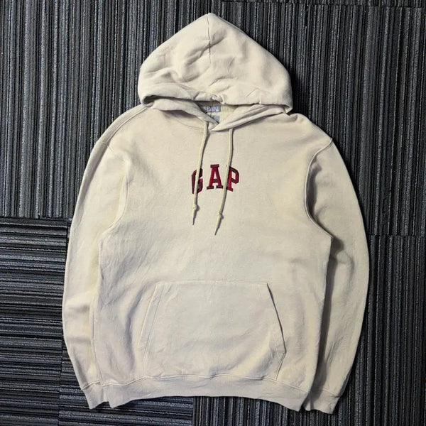 [BUNJANG] Gap Ivory Burgundy Mini Logo Hoodie / 갭 아이보리 버건디 미니 로고 후드티